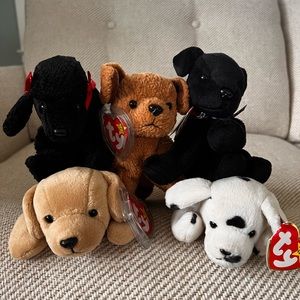 Vintage Lot of Dog Beanie Babies (5) EUC with Tags